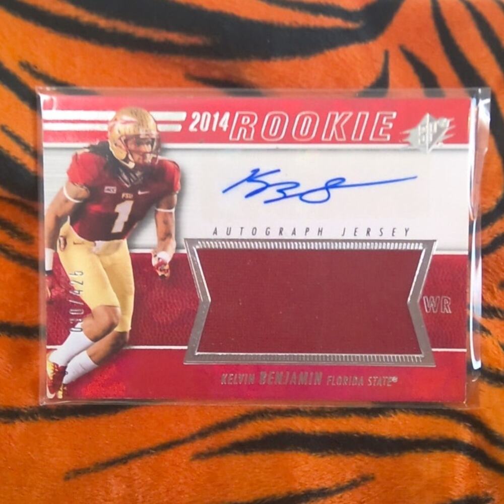 2014 Upper Deck SPx Kelvin Benjamin Rookie Patch Autograph card 030/425 FSU NFL